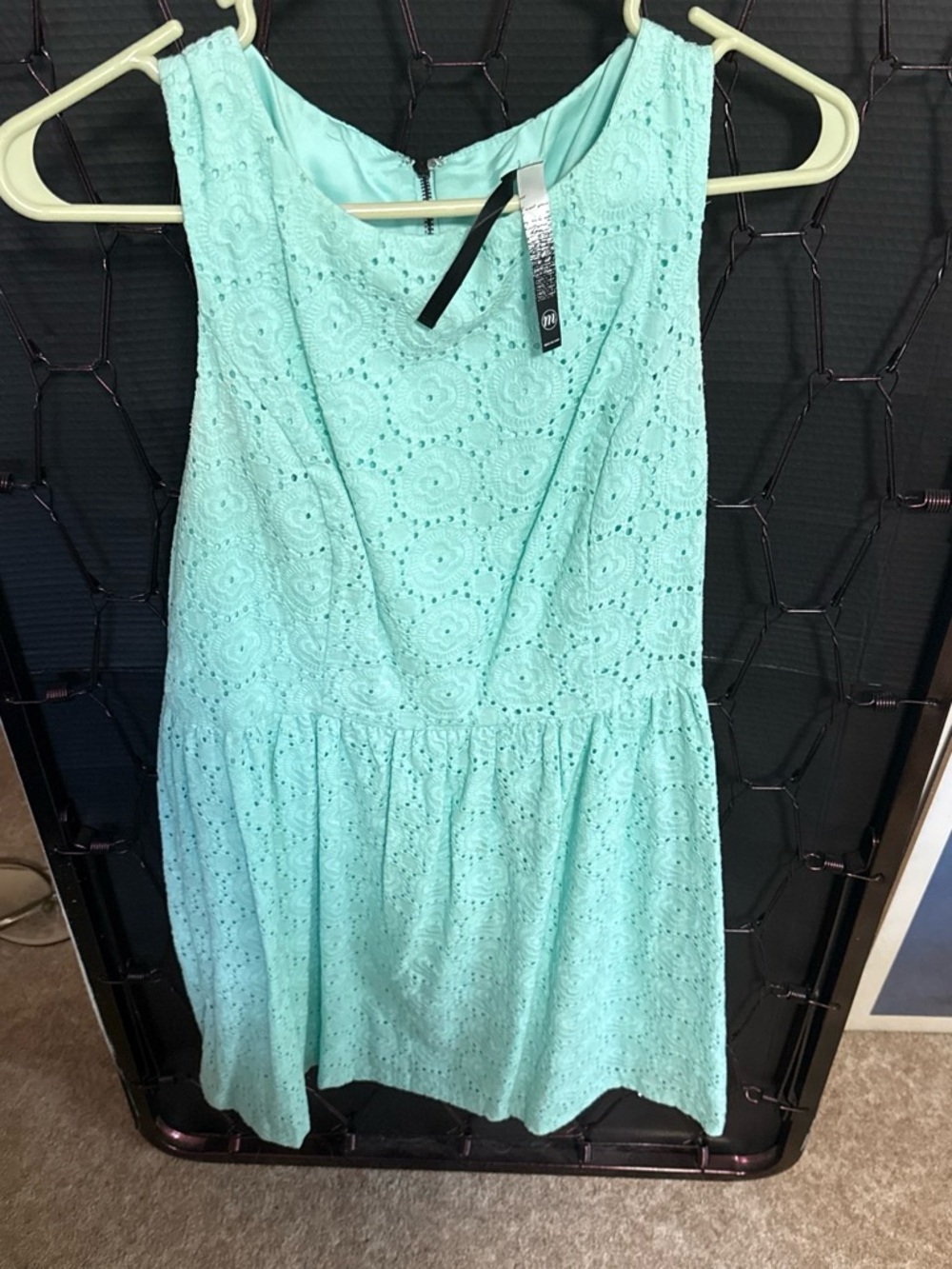 kenzie Mint Eyelet Sleeveless Fit-and-Flare Dress